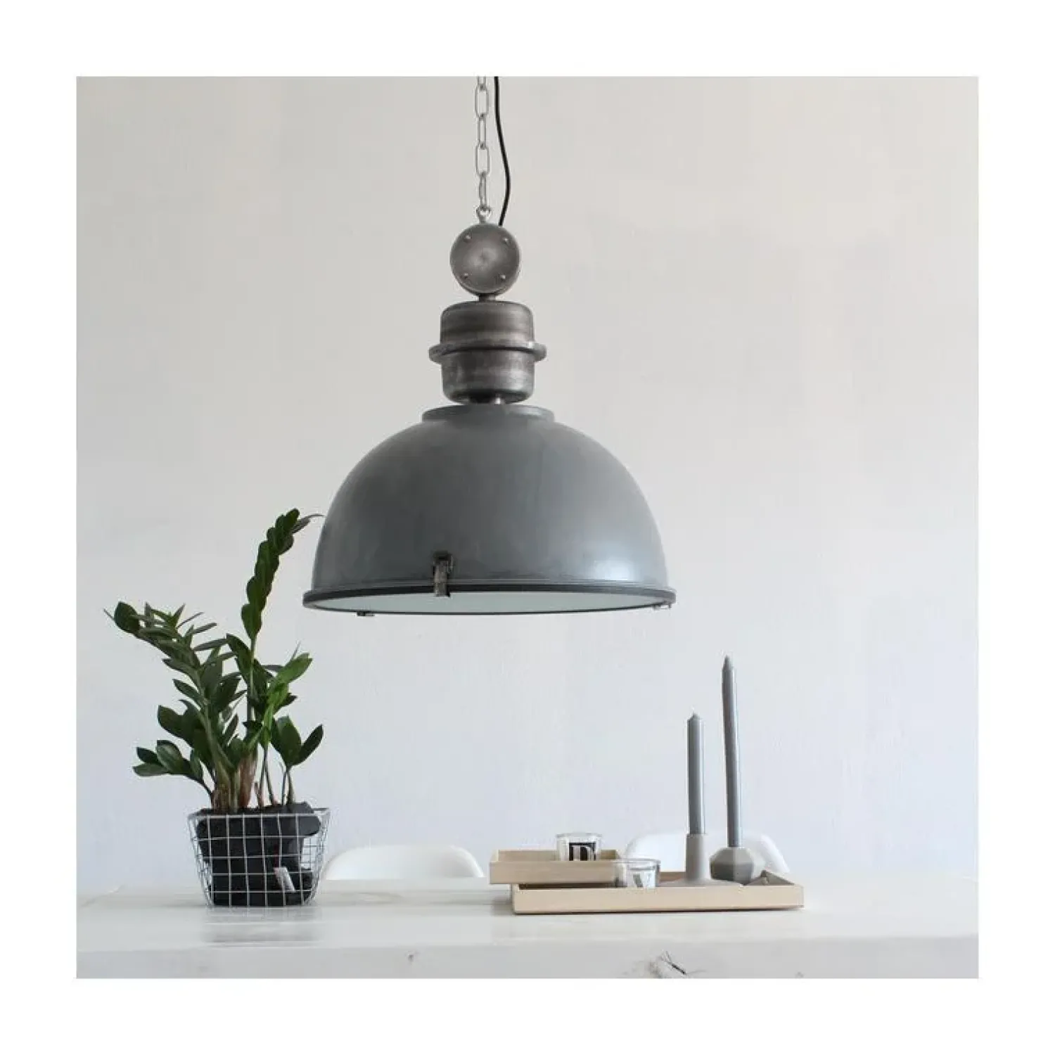 Steinmex Hanglampen|Sammy 1-lichts Hanglamp Grijs 42cm