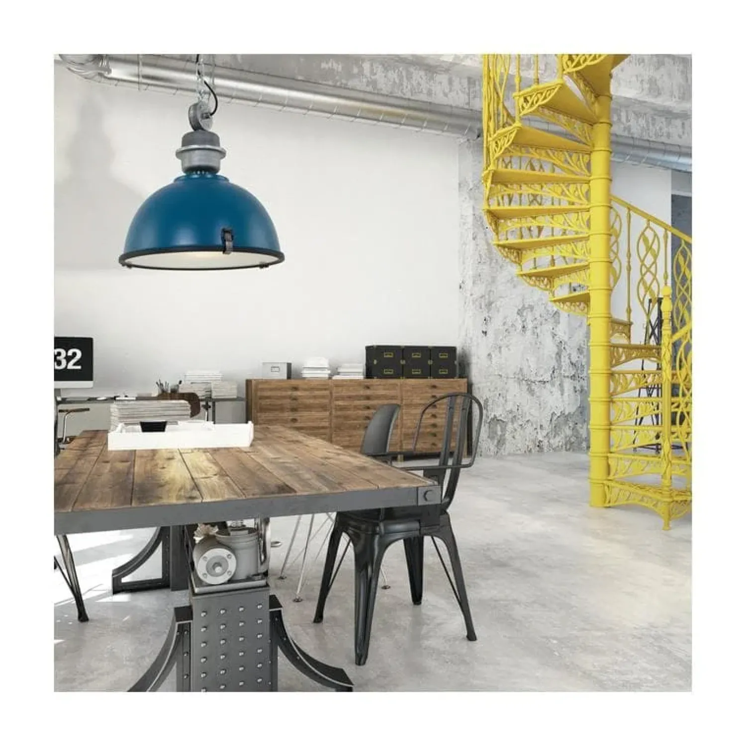 Steinmex Hanglampen|Sammy 1-lichts Hanglamp Petrol 42cm