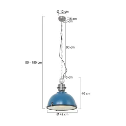 Steinmex Hanglampen|Sammy 1-lichts Hanglamp Petrol 42cm