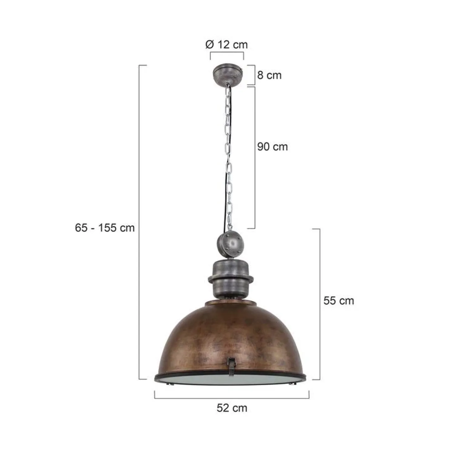 Steinmex Hanglampen|Sammy 1-lichts Hanglamp XL Bruin 52cm