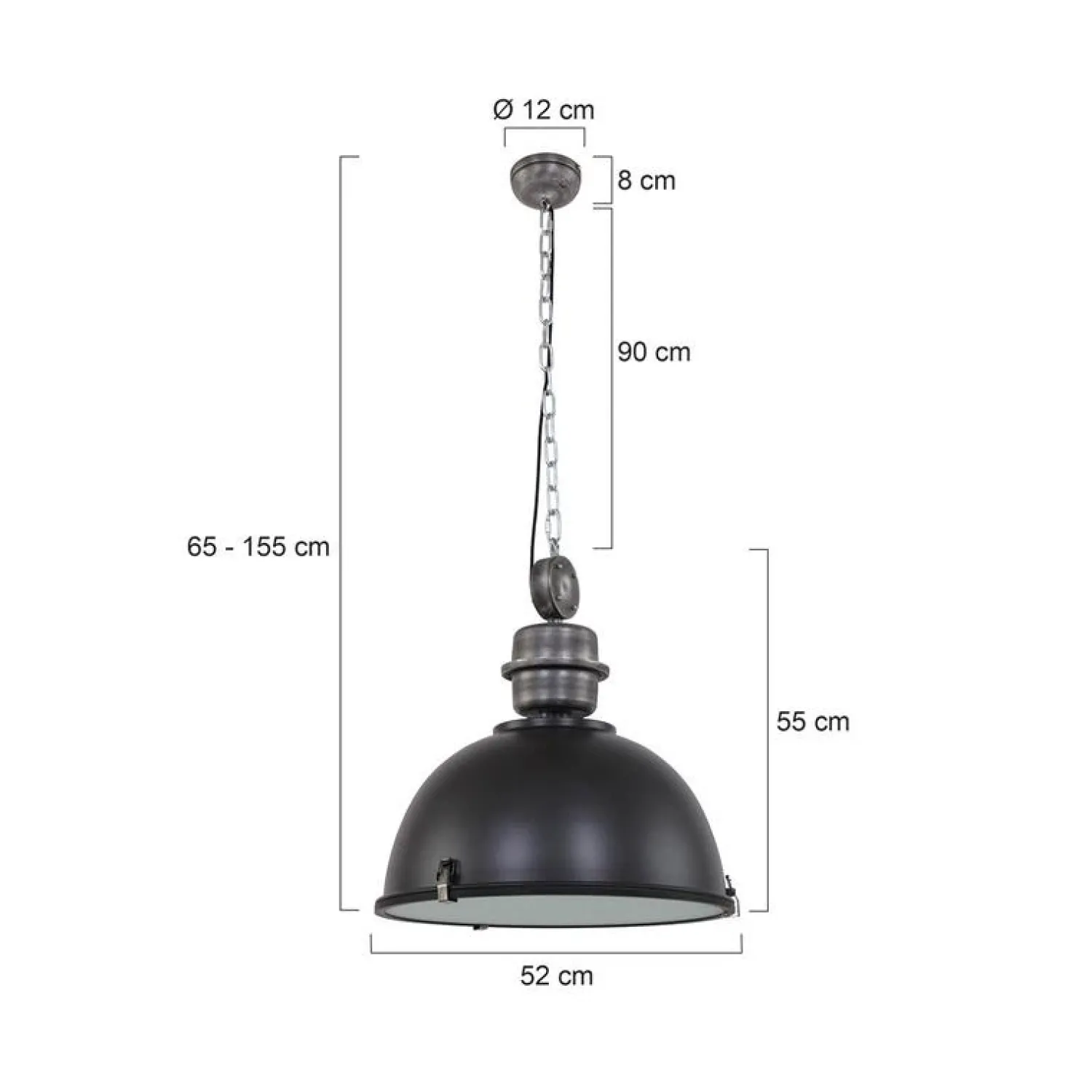 Kalfort Hanglampen|Sammy 1-lichts Hanglamp XL Zwart 52cm