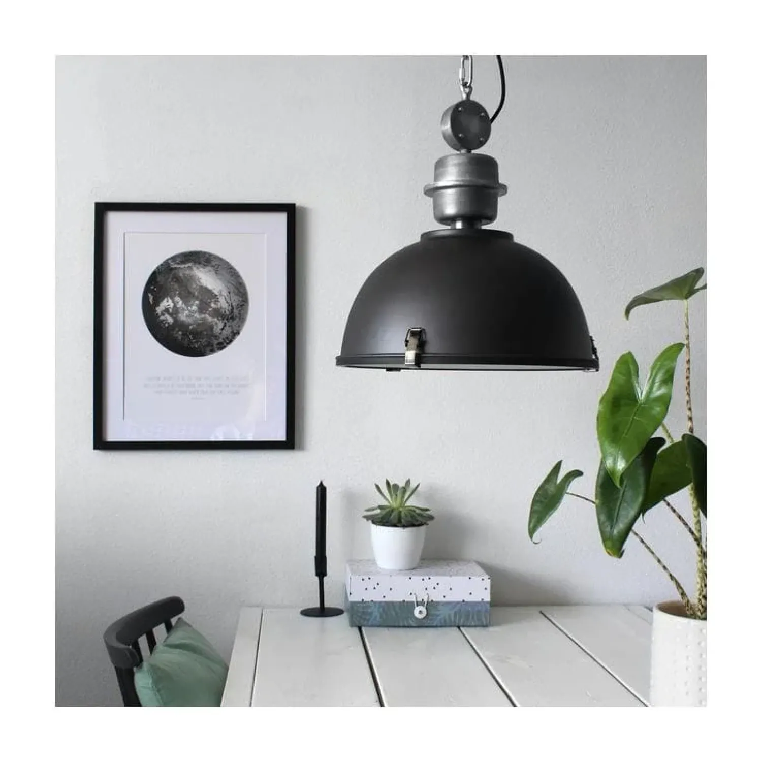 Trading Lighting Hanglampen|Sammy 1-lichts Hanglamp Zwart 42cm
