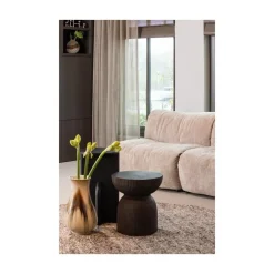 WOOOD Bijzettafels|Samson Bijzettafel Rond Donkerbruin 37cm