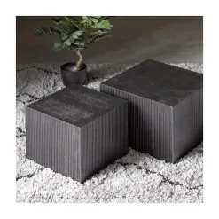 WOOOD Bijzettafels|Sanne Bijzettafel set van 2 Vierkant Zwart