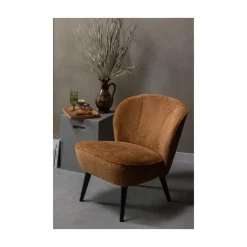 WOOOD Fauteuils|Sara Fauteuil Structure Velvet Cognac