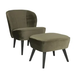 WOOOD Hockers|Sara Hocker Op Poten Velvet Warm Groen 56cm