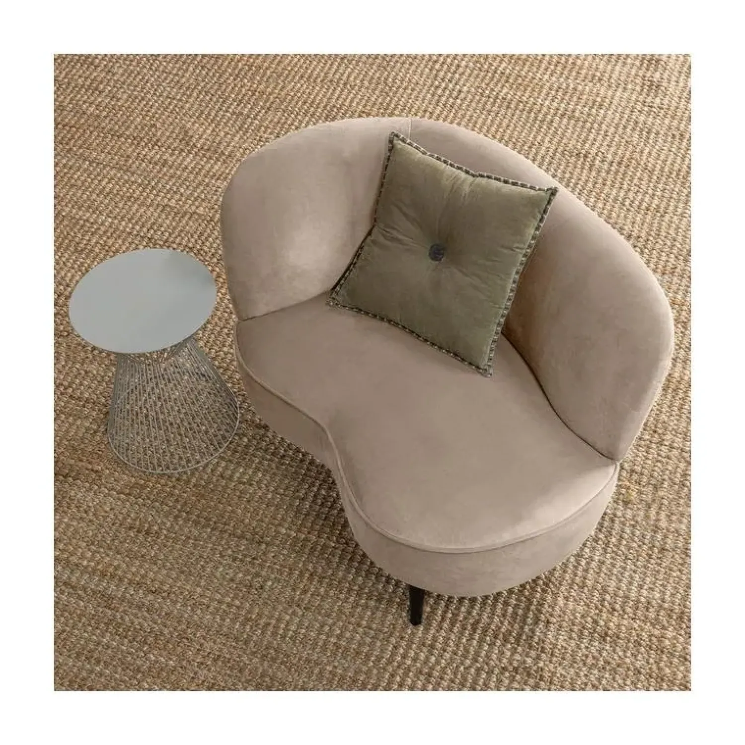 WOOOD Loungebanken|Fauteuils|Sara Lounge Fauteuil Links Velvet Khaki 112cm