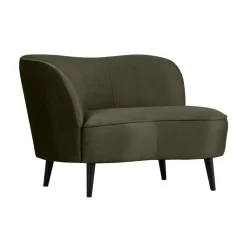 WOOOD Loungebanken|Fauteuils|Sara Lounge Fauteuil Links Velvet Warm Groen 112cm