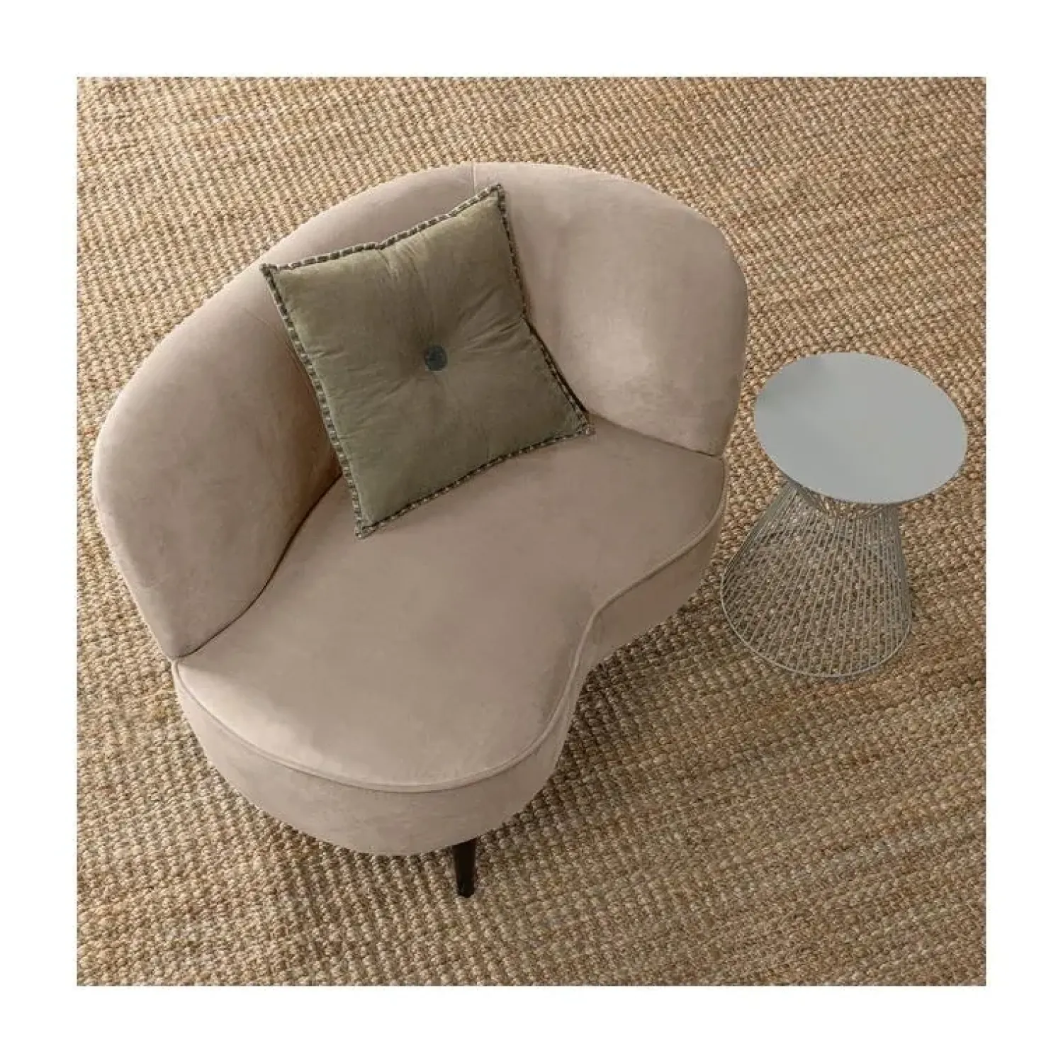WOOOD Loungebanken|Fauteuils|Sara Lounge Fauteuil Rechts Velvet Khaki 112cm