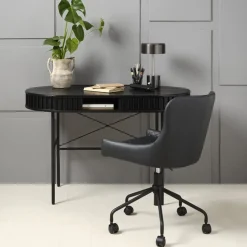 LykkeHome Bureautafels|Sarita bureautafel zwart eikenhoutfineer 120cm