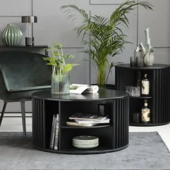 LykkeHome Salontafels|Sarita salontafel zwart eikenhoutfineer 85cm
