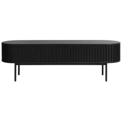LykkeHome Industriele Kasten|Tv Meubels|Sarita TV meubel zwart eikenhoutfineer 160cm