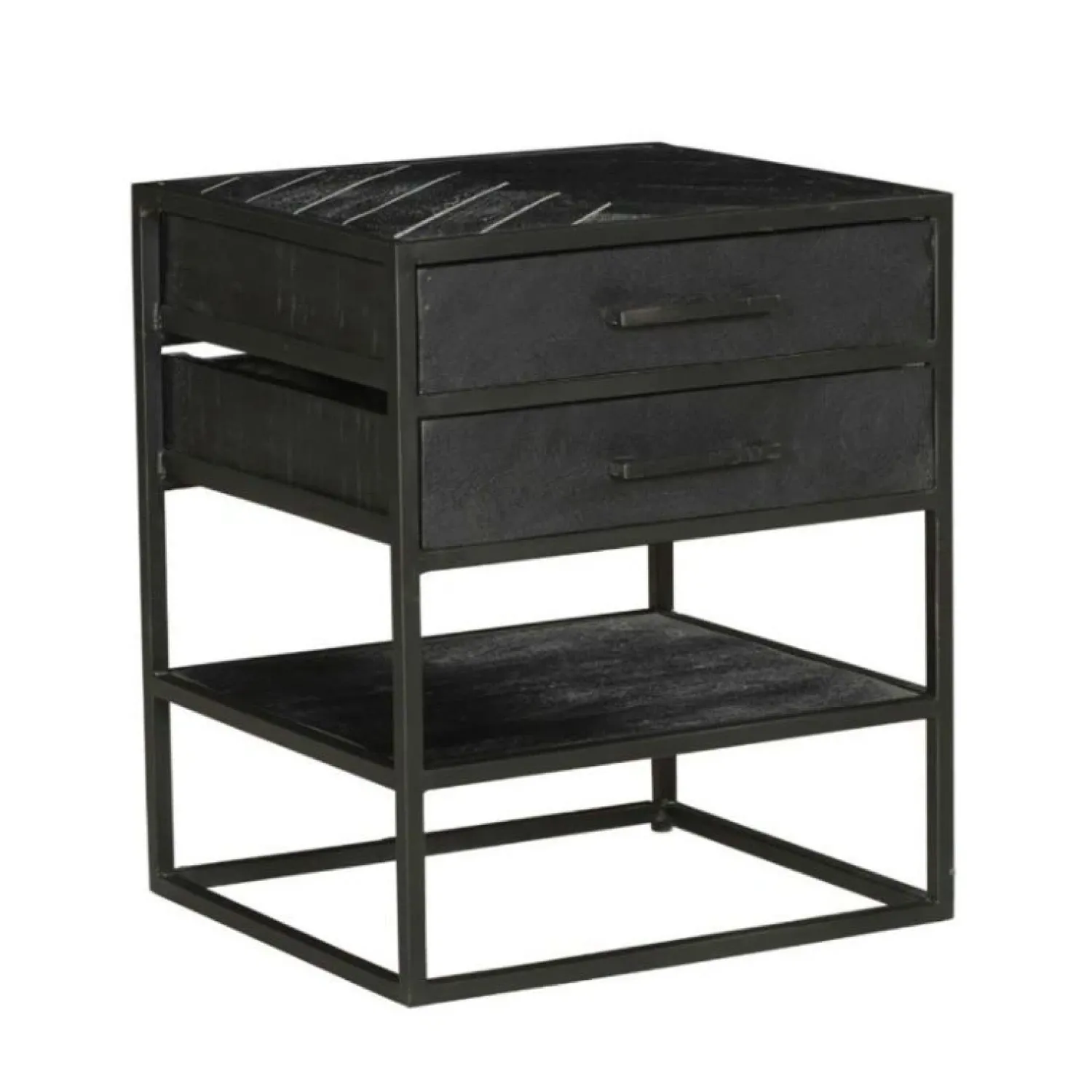 Furndea Nachtkastjes|Industriele Kasten|Scandi houten nachtkastje 45cm zwart
