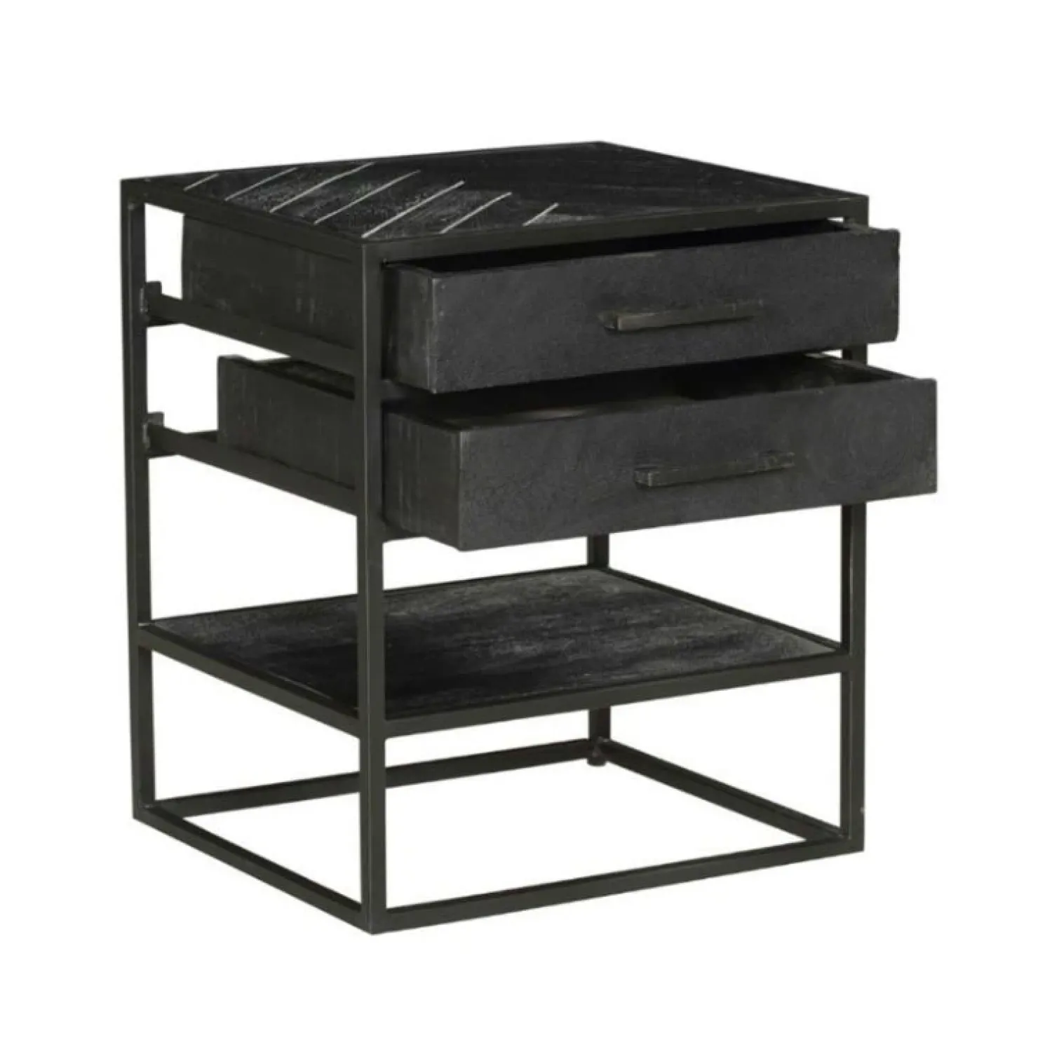Furndea Nachtkastjes|Industriele Kasten|Scandi houten nachtkastje 45cm zwart