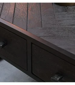 Furndea Salontafels|Scandi salontafel industrieel mangohout visgraat zwart 4 lades