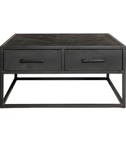 Furndea Salontafels|Scandi salontafel industrieel mangohout visgraat zwart 4 lades