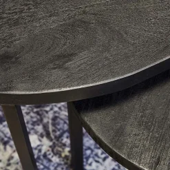 Furndea Salontafels|Scandi salontafel mangohout rond zwart set van 3