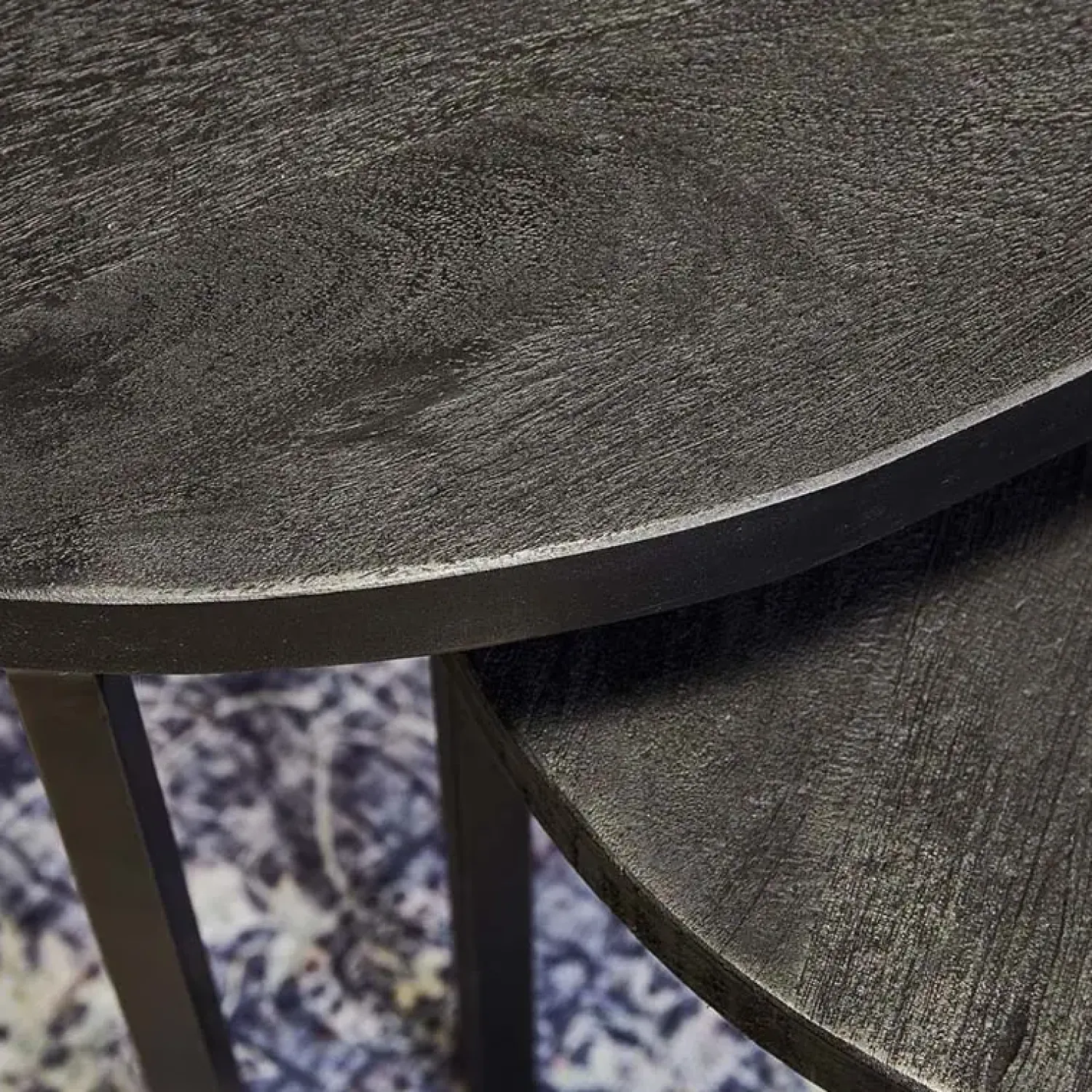Furndea Salontafels|Scandi salontafel mangohout rond zwart set van 3