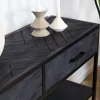 Furndea Sidetables|Scandi sidetable mangohout 2-lades 120cm zwart visgraat