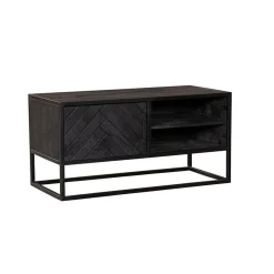 Furndea Industriele Kasten|Tv Meubels|Scandi tv meubel industrieel mangohout visgraat zwart 165cm