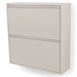 Redin Design Schoenenkasten|Schoenenkasten|Schoenenkast industrieel Pippen (2 lades) – Taupe metaal