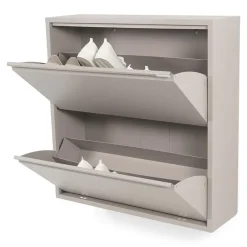 Redin Design Schoenenkasten|Schoenenkasten|Schoenenkast industrieel Pippen (2 lades) – Taupe metaal