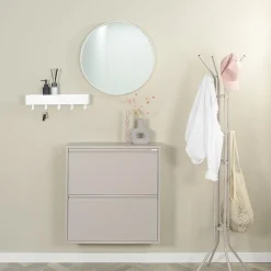 Redin Design Schoenenkasten|Schoenenkasten|Schoenenkast industrieel Pippen (2 lades) – Taupe metaal