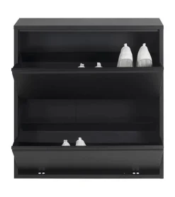 Redin Design Schoenenkasten|Schoenenkasten|Schoenenkast industrieel Pippen (2 lades) – zwart metaal