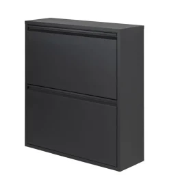 Redin Design Schoenenkasten|Schoenenkasten|Schoenenkast industrieel Pippen (2 lades) – zwart metaal