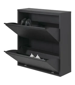 Redin Design Schoenenkasten|Schoenenkasten|Schoenenkast industrieel Pippen (2 lades) – zwart metaal