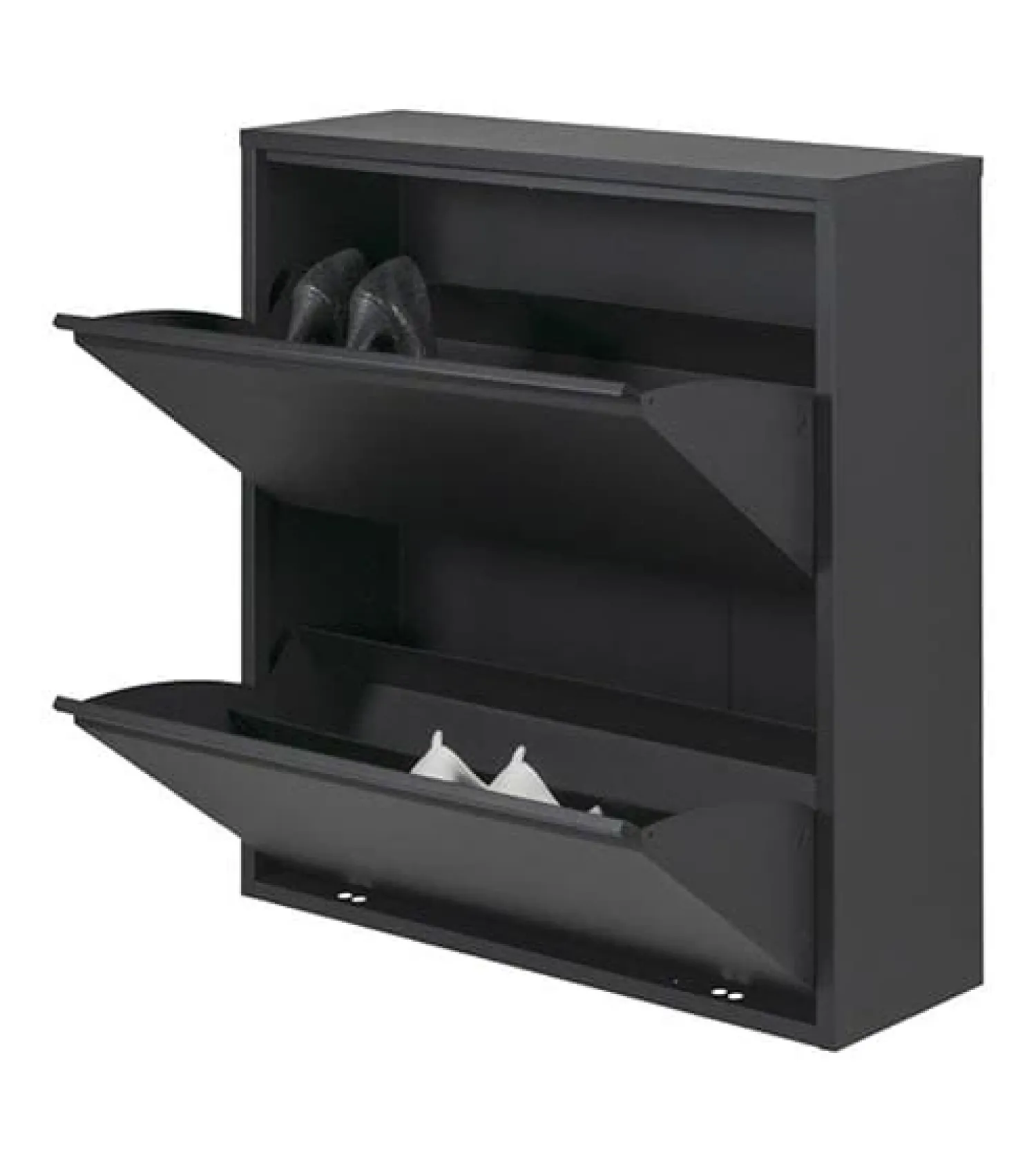Redin Design Schoenenkasten|Schoenenkasten|Schoenenkast industrieel Pippen (2 lades) – zwart metaal