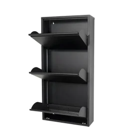 Redin Design Schoenenkasten|Schoenenkasten|Schoenenkast industrieel Pippen (3 lades) – Zwart metaal
