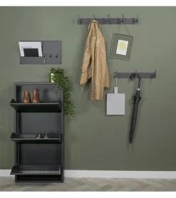 Redin Design Schoenenkasten|Schoenenkasten|Schoenenkast industrieel Pippen (3 lades) – Zwart metaal