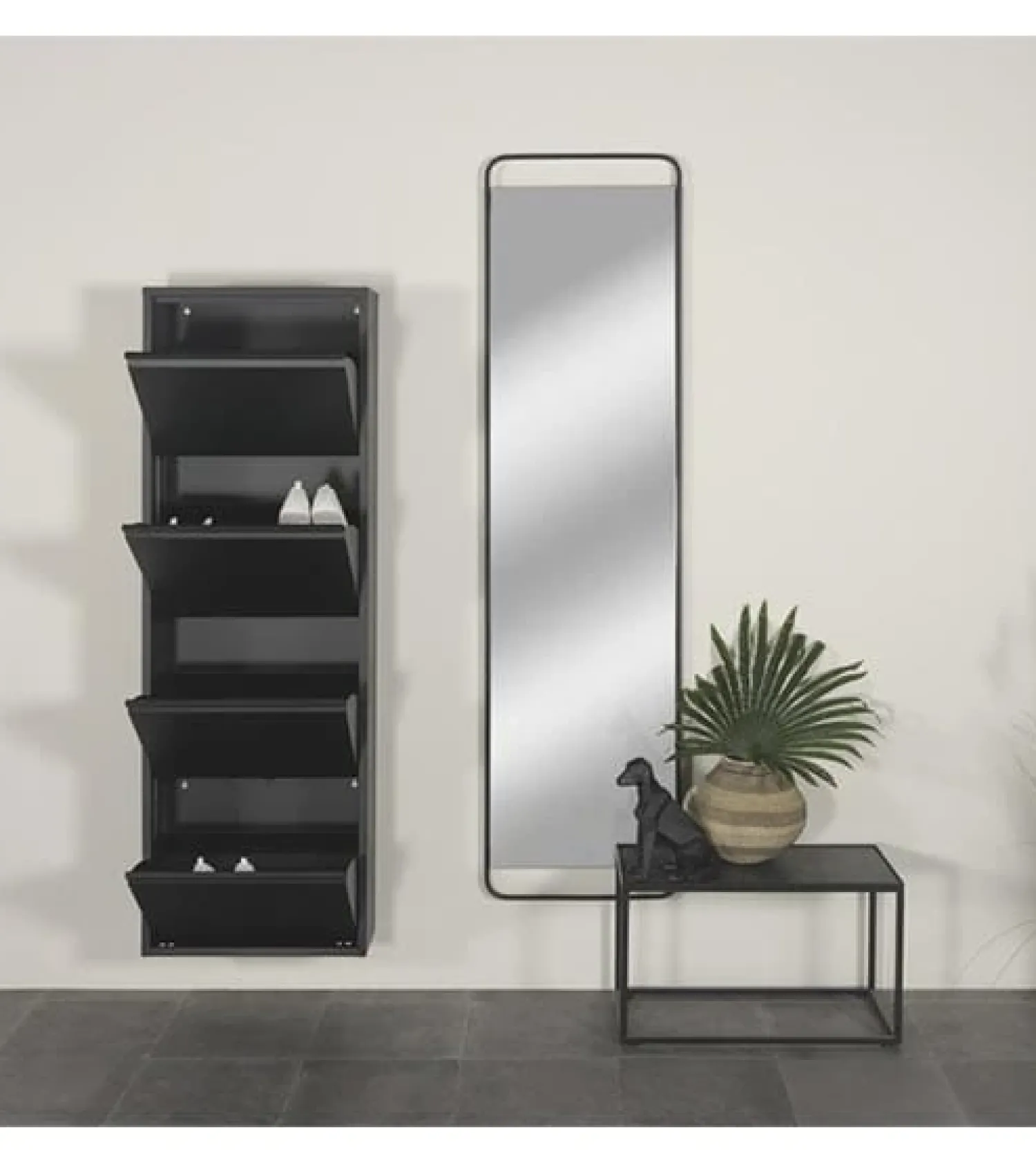 Redin Design Schoenenkasten|Schoenenkasten|Schoenenkast industrieel Pippen (4 lades) – zwart metaal
