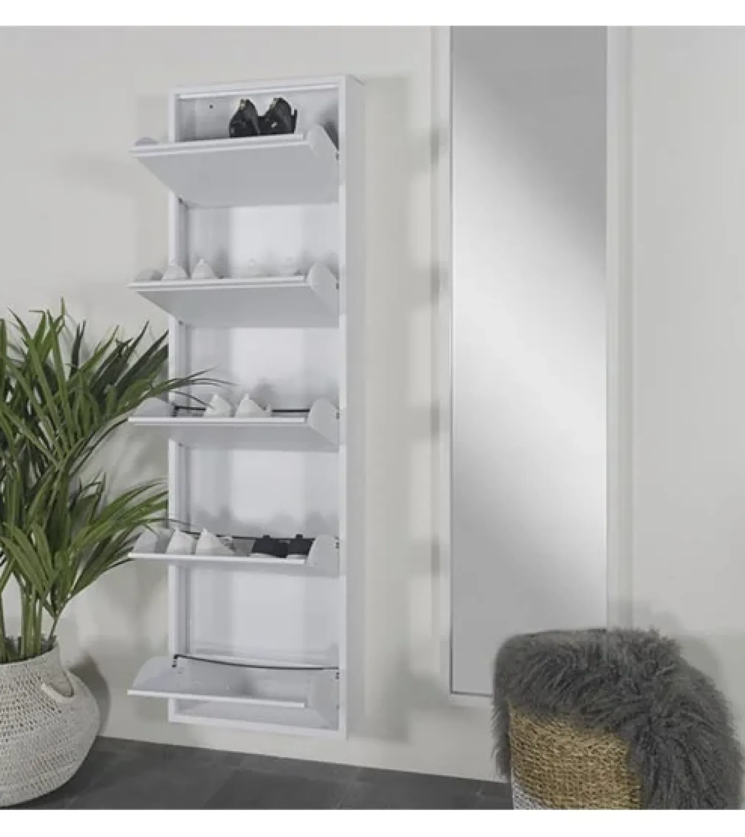 Redin Design Schoenenkasten|Schoenenkasten|Schoenenkast industrieel Pippen (5 lades) – Wit metaal