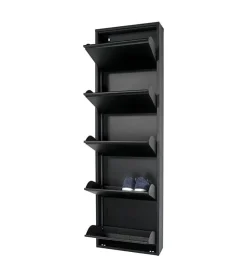 Redin Design Schoenenkasten|Schoenenkasten|Schoenenkast industrieel Pippen (5 lades) – Zwart metaal