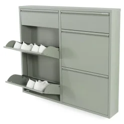 Redin Design Schoenenkasten|Schoenenkasten|Schoenenkast industrieel Pippen (6 lades) - groen metaal