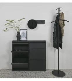 Redin Design Schoenenkasten|Schoenenkasten|Schoenenkast industrieel Pippen (6 lades) – Zwart metaal
