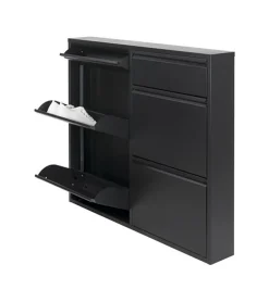 Redin Design Schoenenkasten|Schoenenkasten|Schoenenkast industrieel Pippen (6 lades) – Zwart metaal