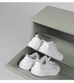 Redin Design Schoenenkasten|Schoenenkasten|Schoenenkast industrieel Pippen (2 lades) – Groen metaal