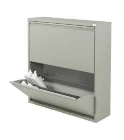 Redin Design Schoenenkasten|Schoenenkasten|Schoenenkast industrieel Pippen (2 lades) – Groen metaal