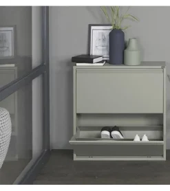 Redin Design Schoenenkasten|Schoenenkasten|Schoenenkast industrieel Pippen (2 lades) – Groen metaal