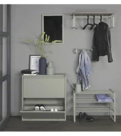 Redin Design Schoenenkasten|Schoenenkasten|Schoenenkast industrieel Pippen (2 lades) – Groen metaal