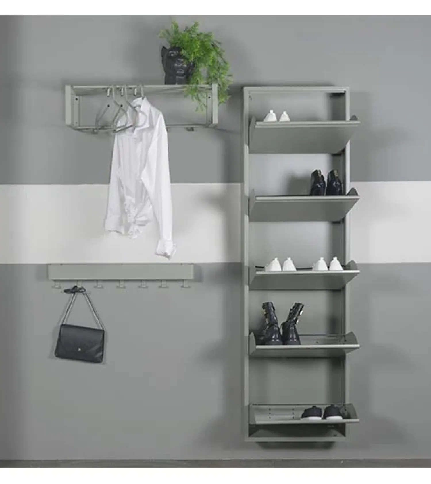 Redin Design Schoenenkasten|Schoenenkasten|Schoenenkast industrieel Pippen (5 lades) – Groen metaal