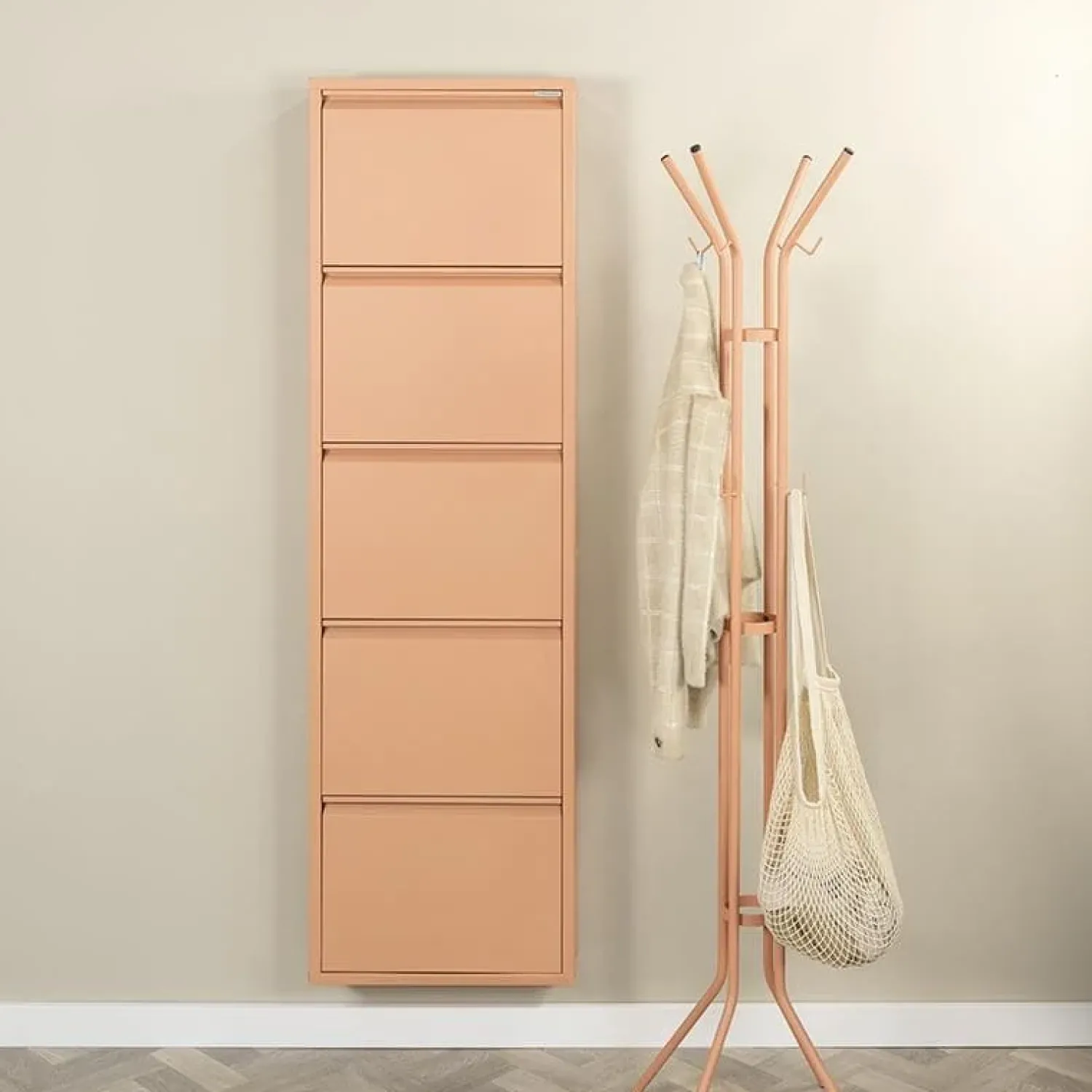 Redin Design Schoenenkasten|Schoenenkasten|Schoenenkast industrieel Pippen (5 lades) – Terracotta metaal
