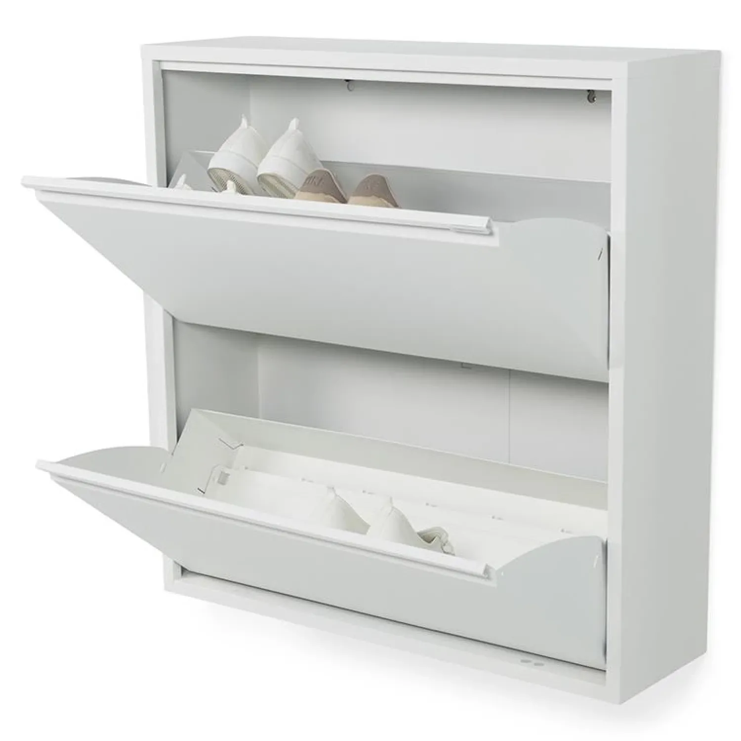 Redin Design Schoenenkasten|Schoenenkasten|Schoenenkast industrieel Pippen (2 lades) – wit metaal