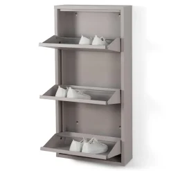 Redin Design Schoenenkasten|Schoenenkasten|Schoenenkast industrieel Pippen (3 lades) – Taupe metaal