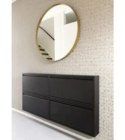 Redin Design Schoenenkasten|Schoenenkasten|Schoenenkastje industrieel Pippen (1 lade) – Zwart metaal