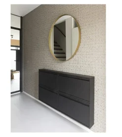 Redin Design Schoenenkasten|Schoenenkasten|Schoenenkastje industrieel Pippen (1 lade) – Zwart metaal