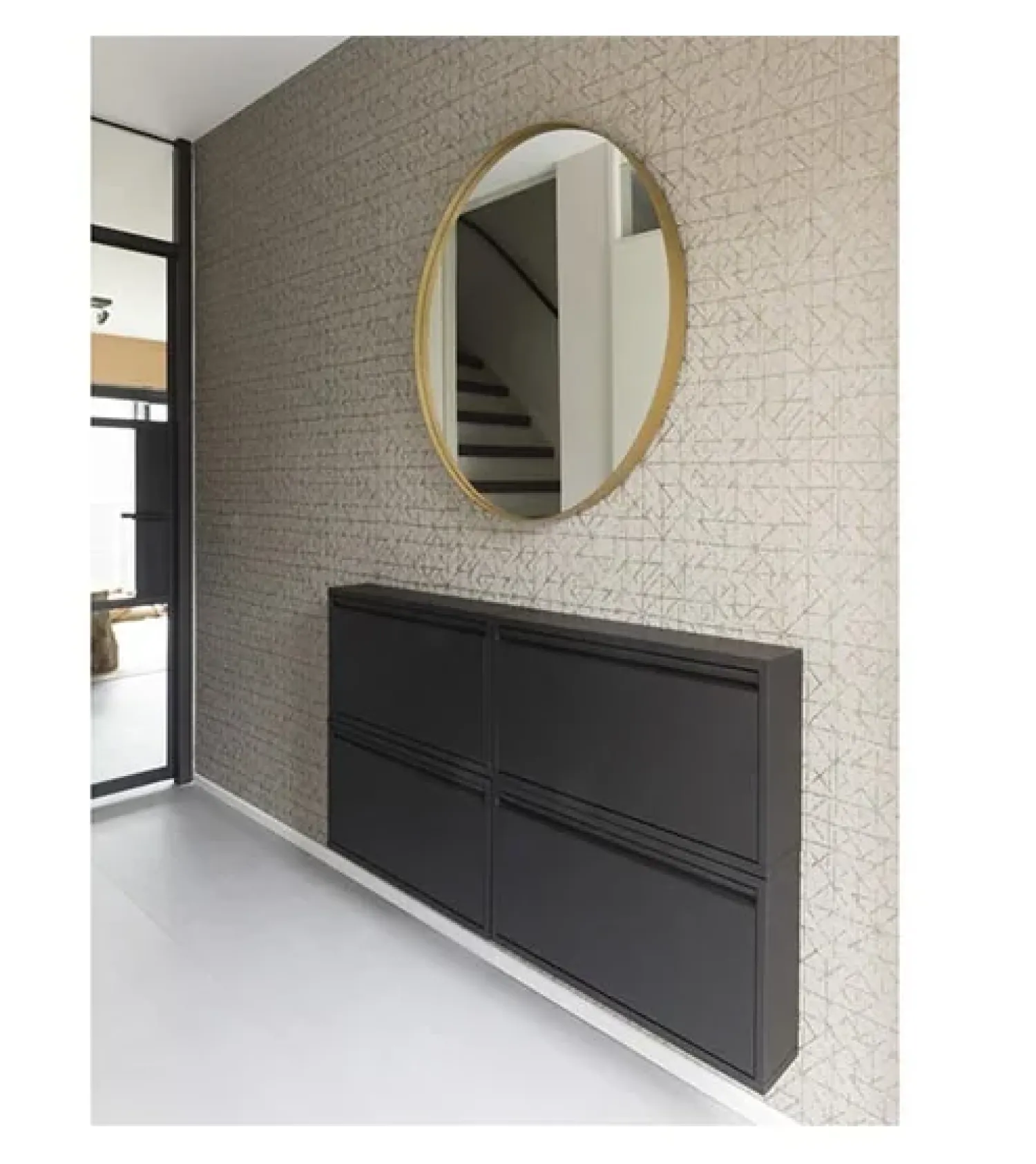 Redin Design Schoenenkasten|Schoenenkasten|Schoenenkastje industrieel Pippen (1 lade) – Zwart metaal